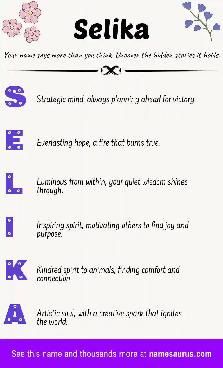 Acrostic poem about Selika.