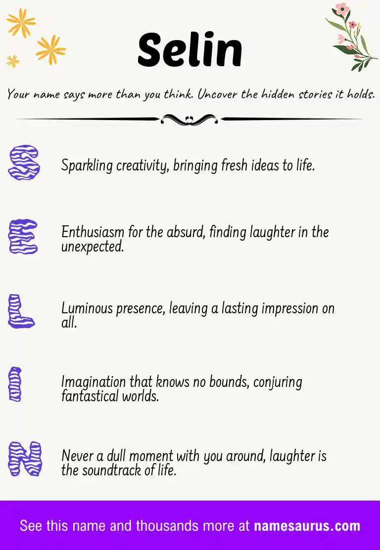 Acrostic poem about Selin.