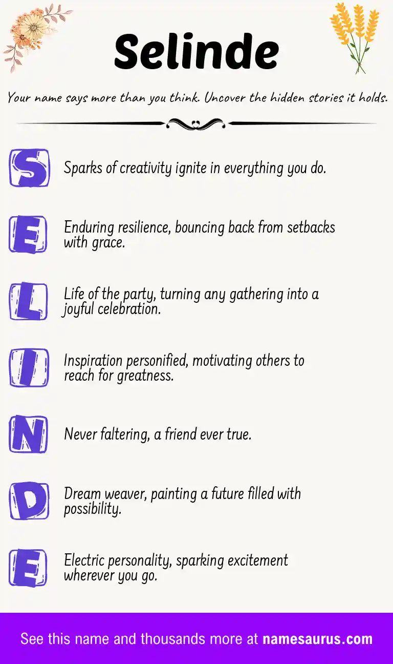 Acrostic poem about Selinde.