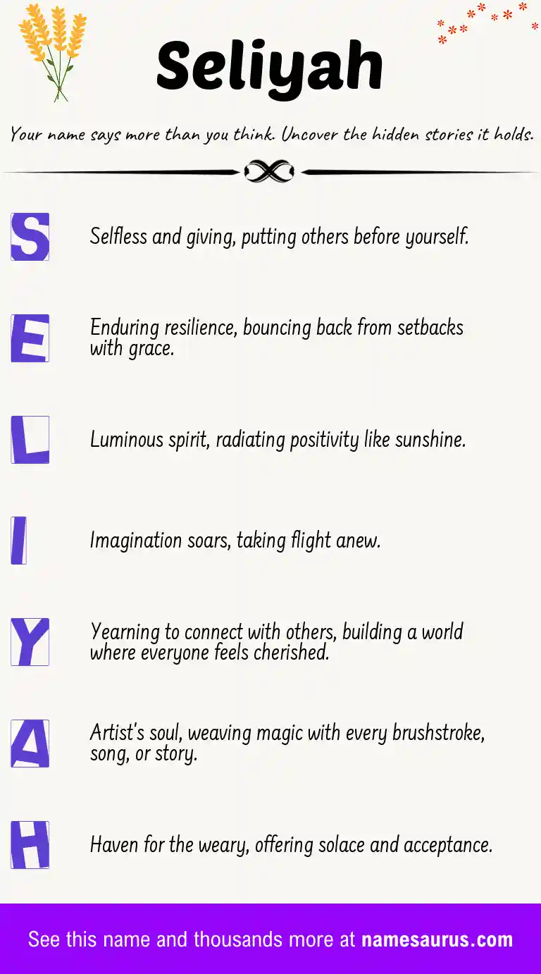 Acrostic poem about Seliyah.