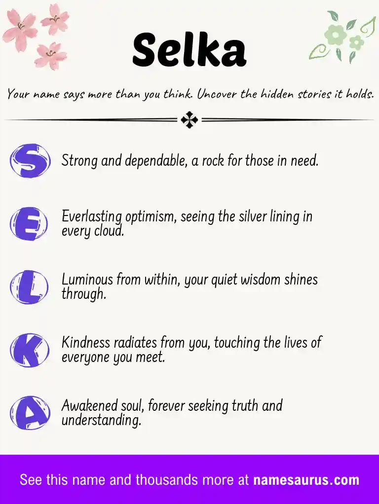 Acrostic poem about Selka.