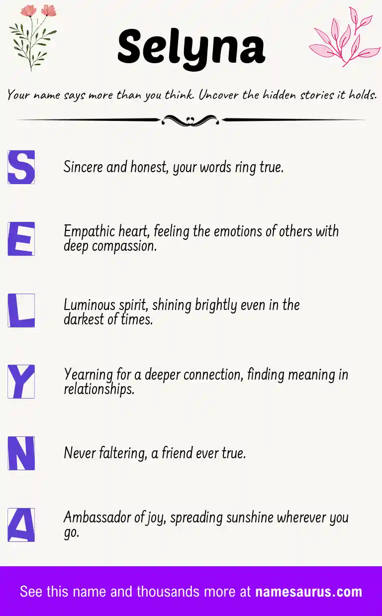 Acrostic poem about Selyna.