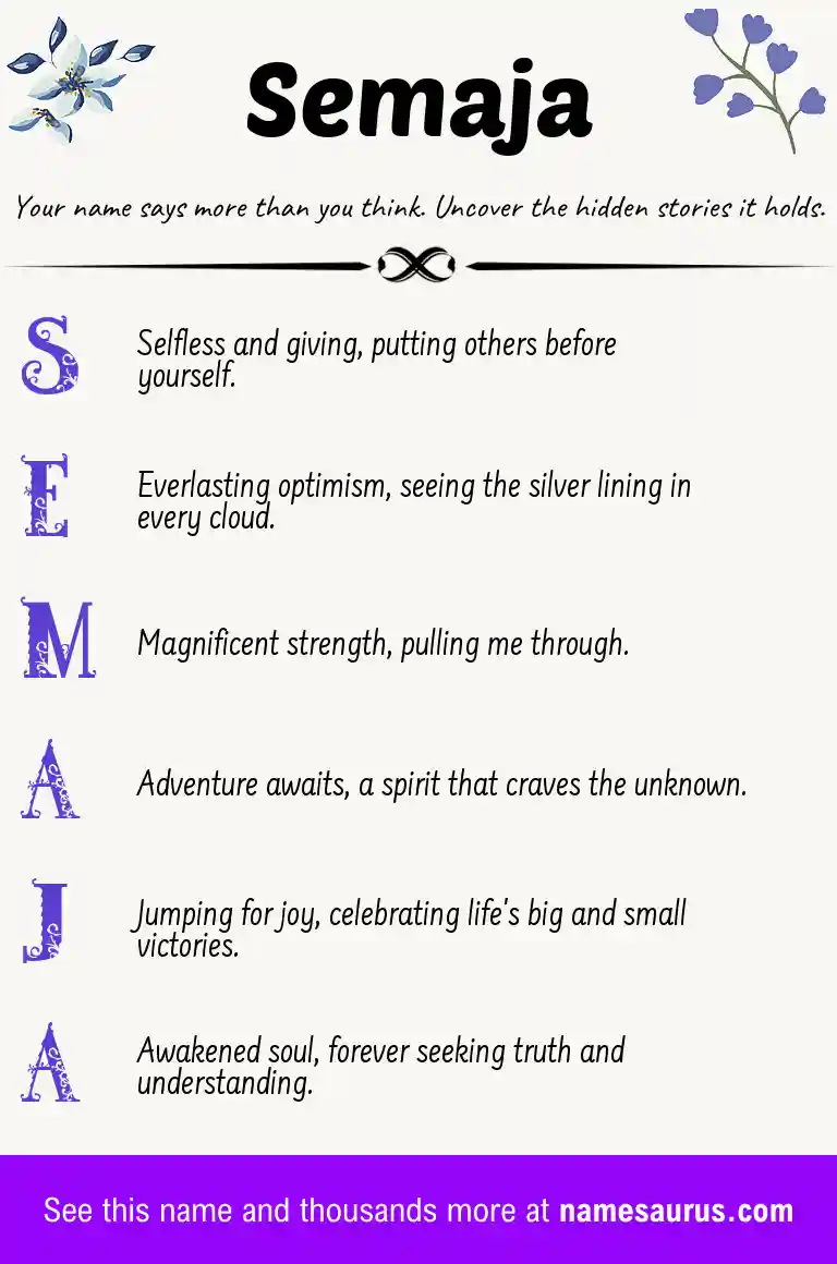 Acrostic poem about Semaja.
