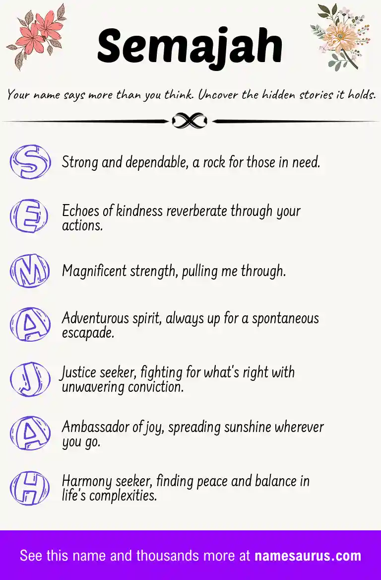 Acrostic poem about Semajah.
