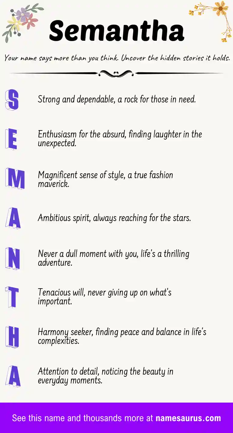 Acrostic poem about Semantha.
