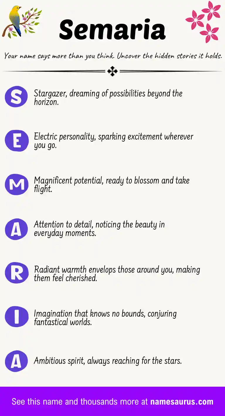 Acrostic poem about Semaria.