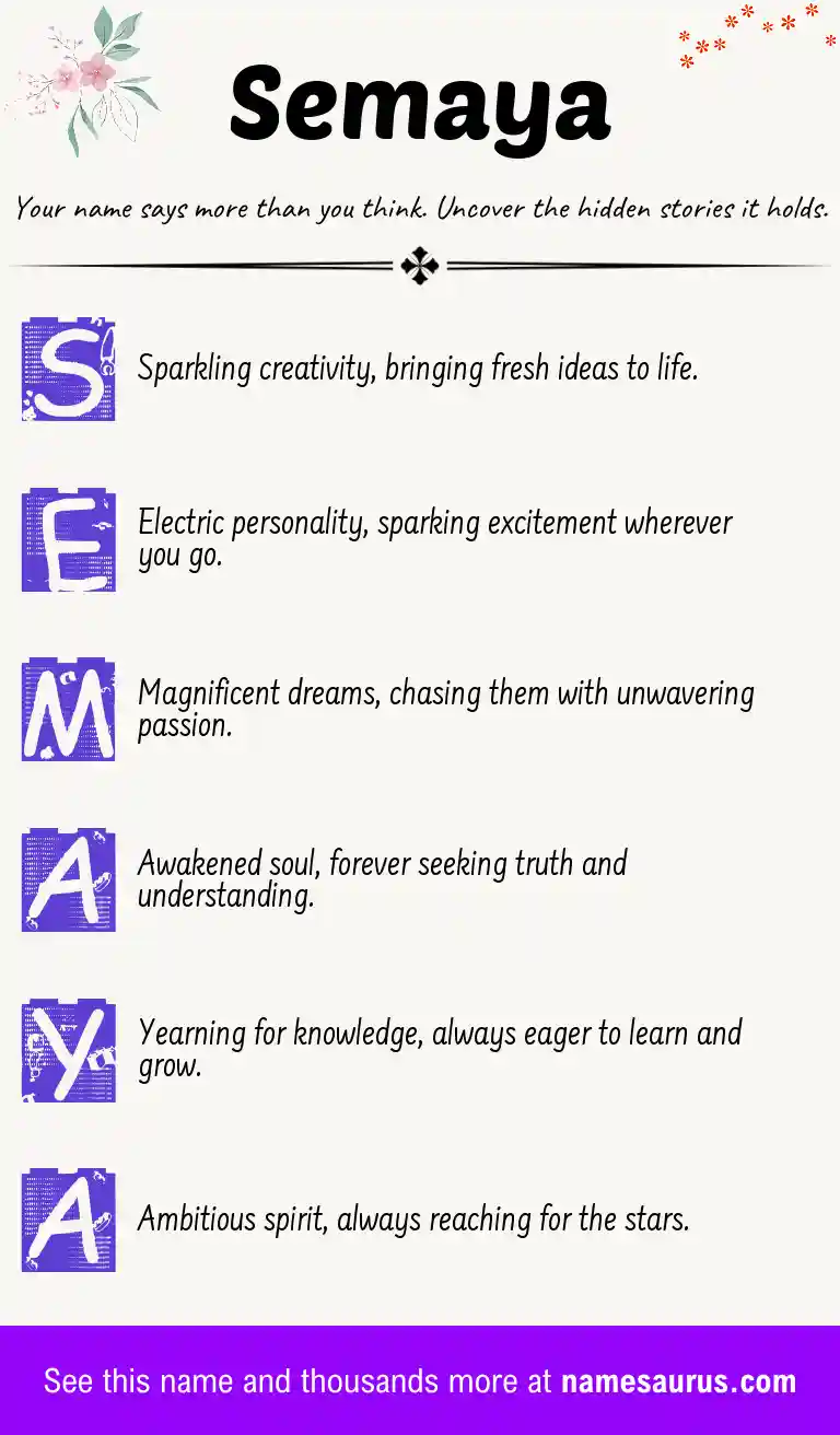 Acrostic poem about Semaya.