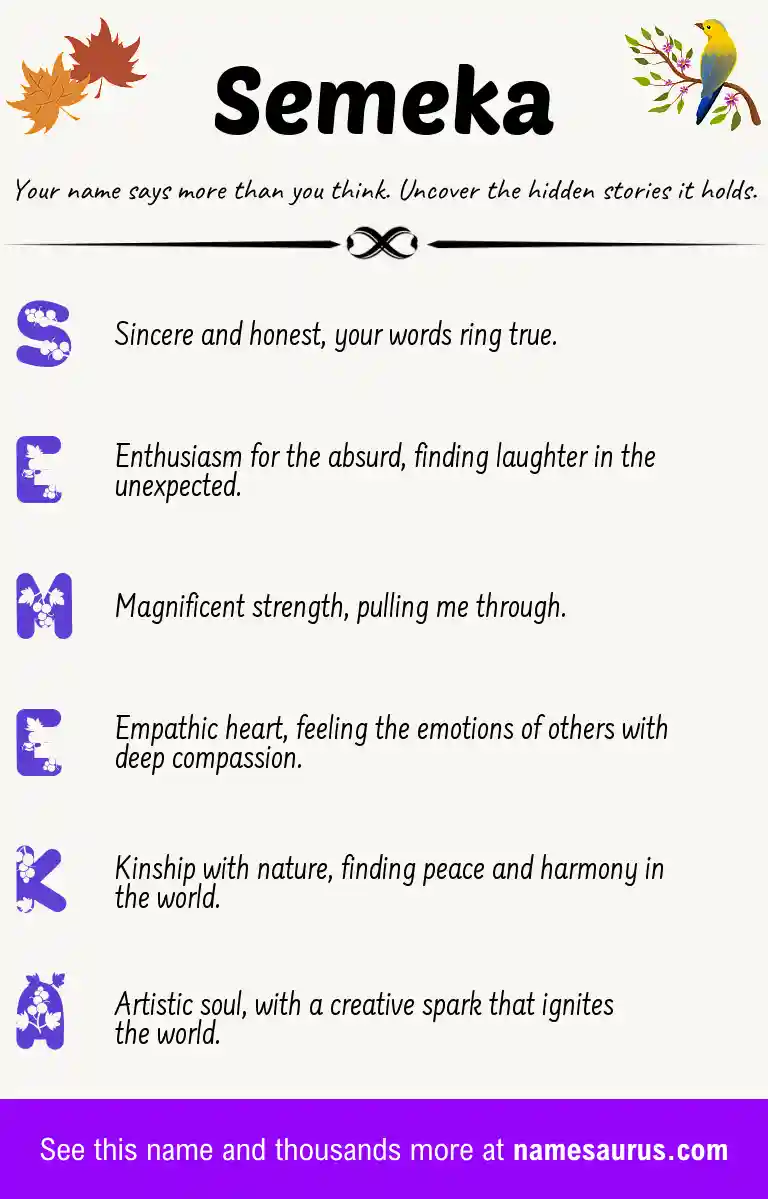Acrostic poem about Semeka.