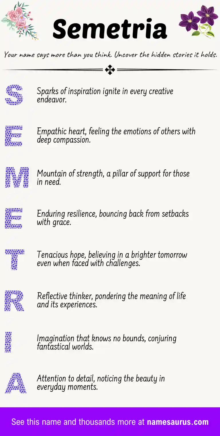 Acrostic poem about Semetria.