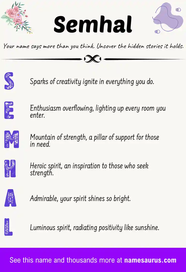 Acrostic poem about Semhal.