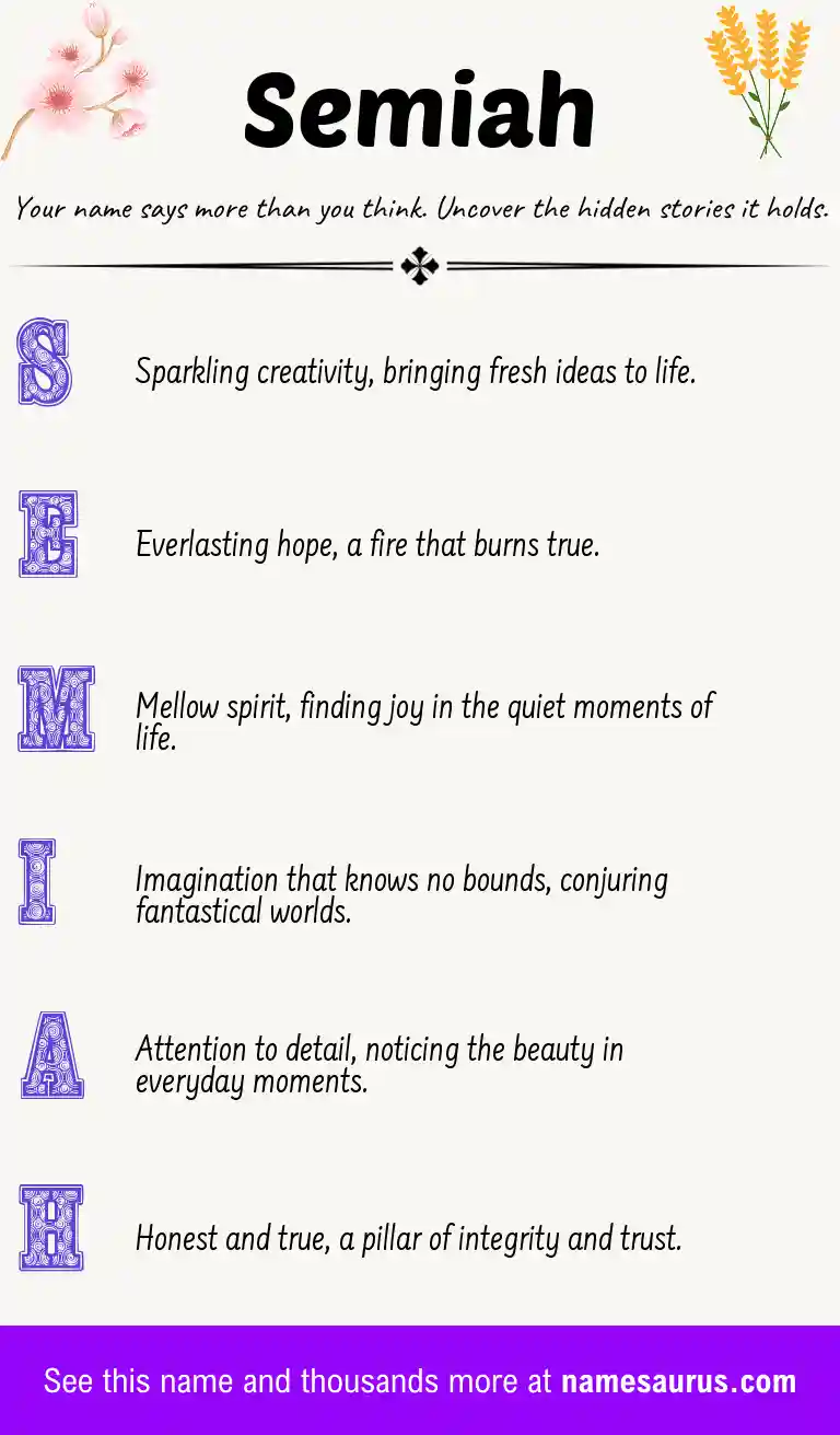 Acrostic poem about Semiah.