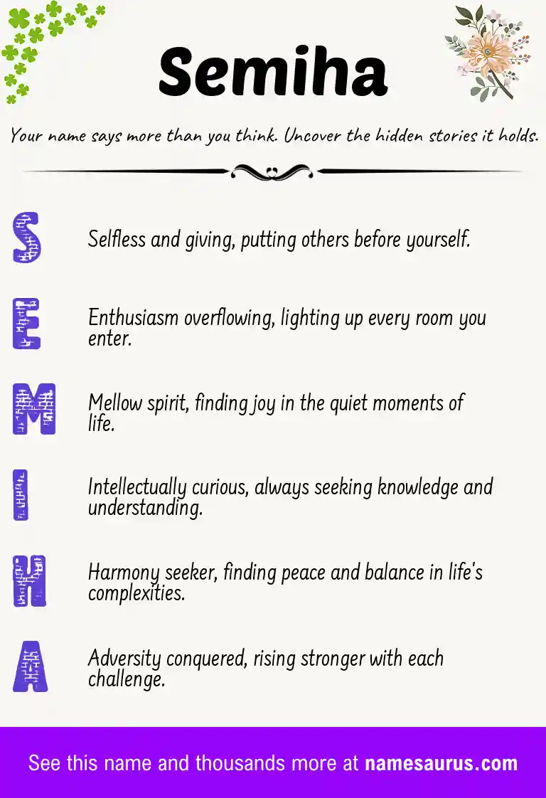 Acrostic poem about Semiha.