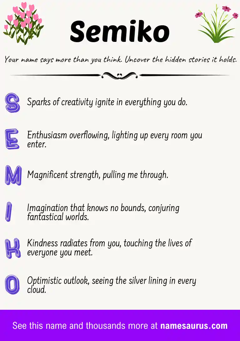 Acrostic poem about Semiko.