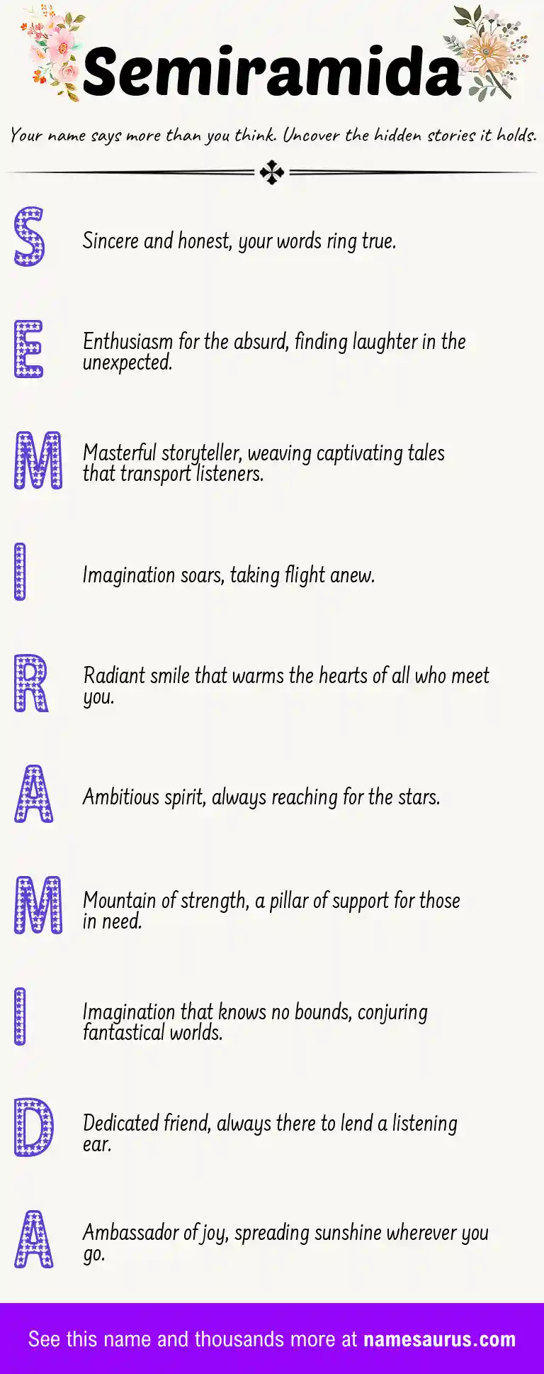 Acrostic poem about Semiramida.