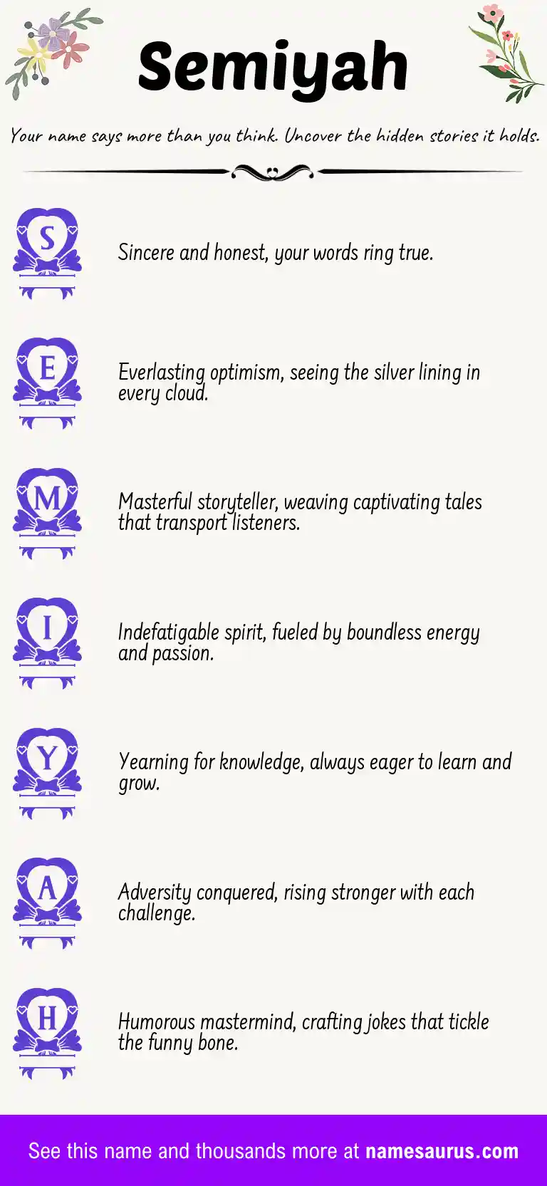 Acrostic poem about Semiyah.