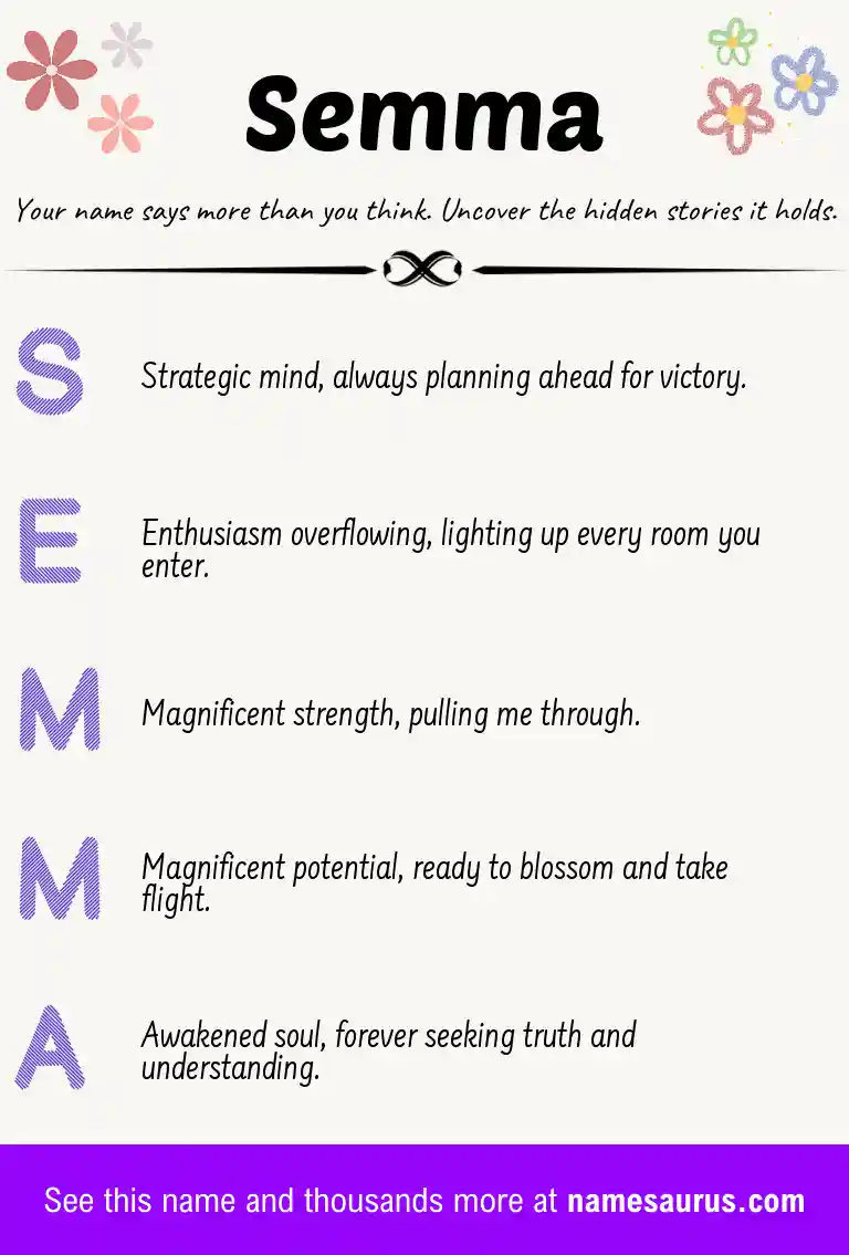 Acrostic poem about Semma.