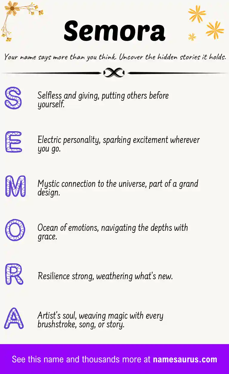 Acrostic poem about Semora.