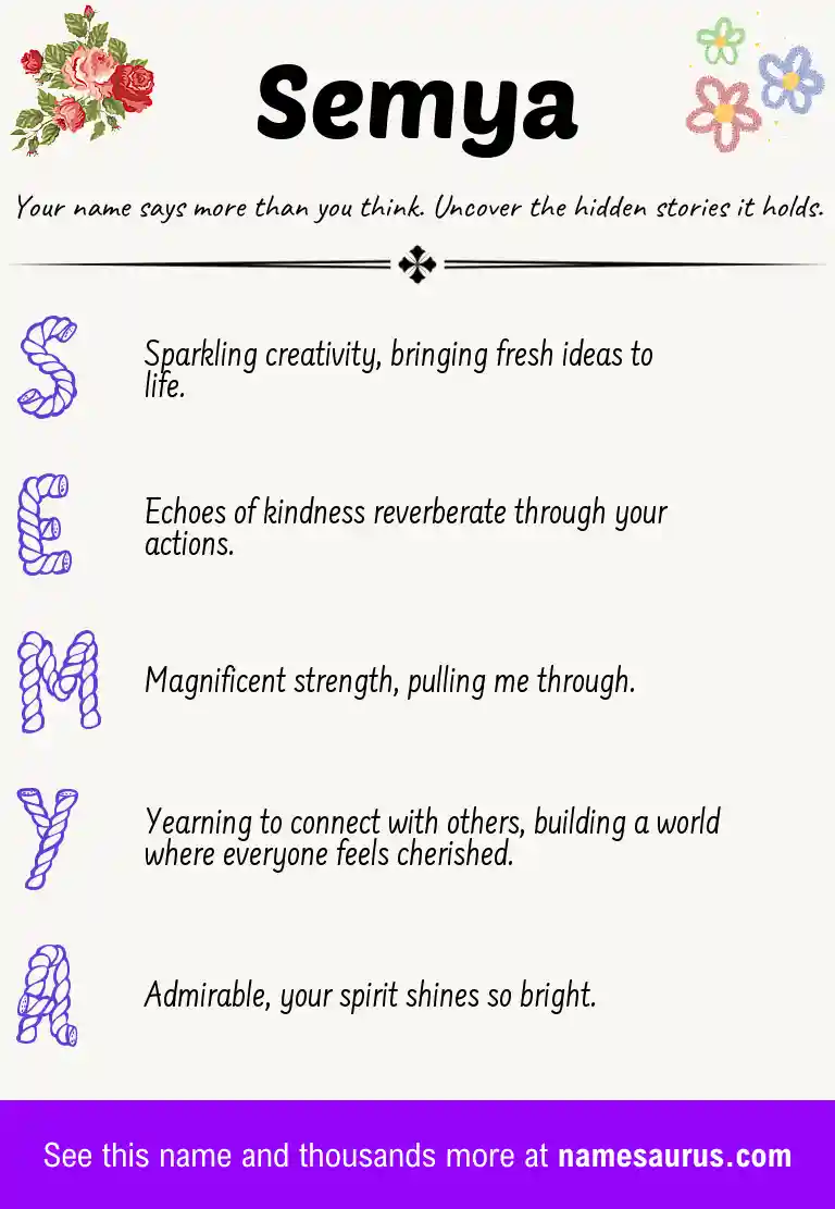 Acrostic poem about Semya.