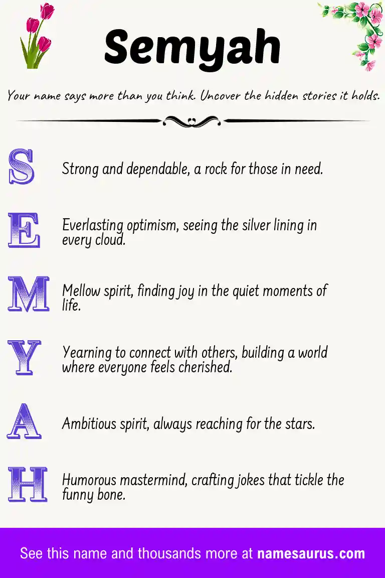 Acrostic poem about Semyah.