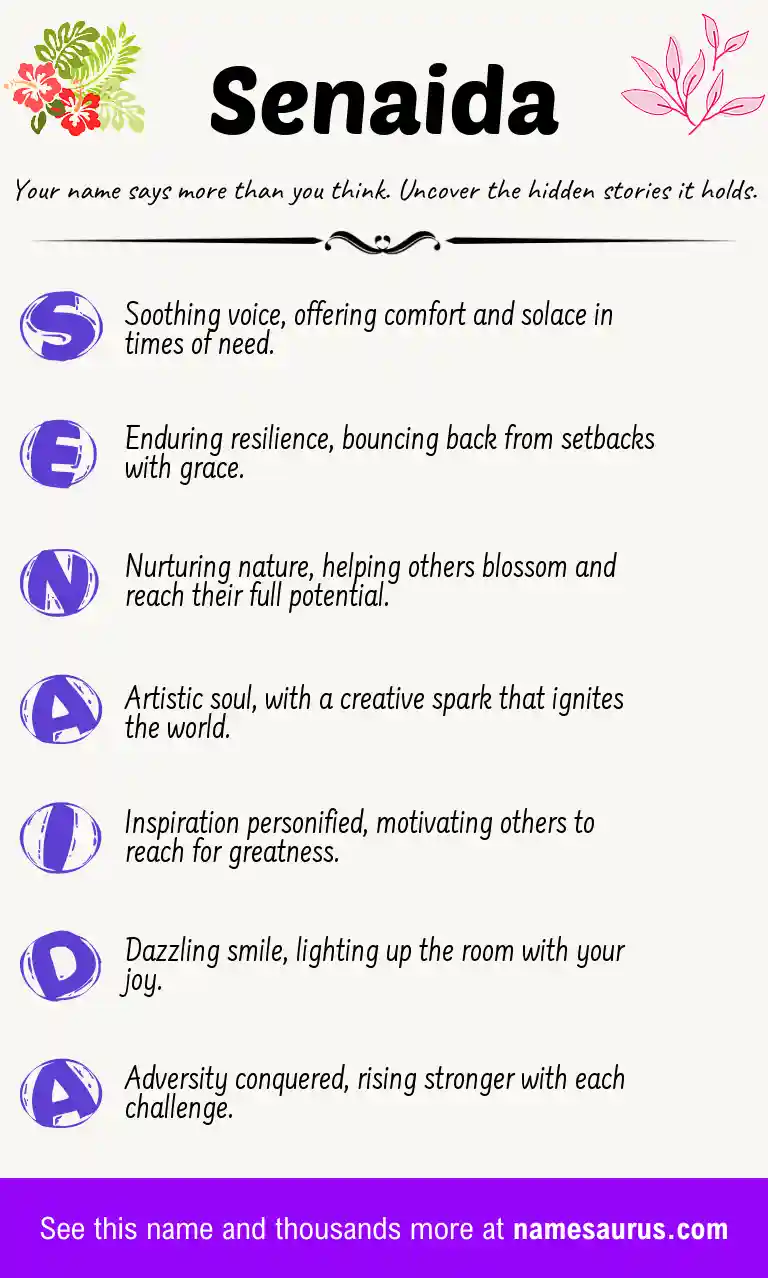 Acrostic poem about Senaida.