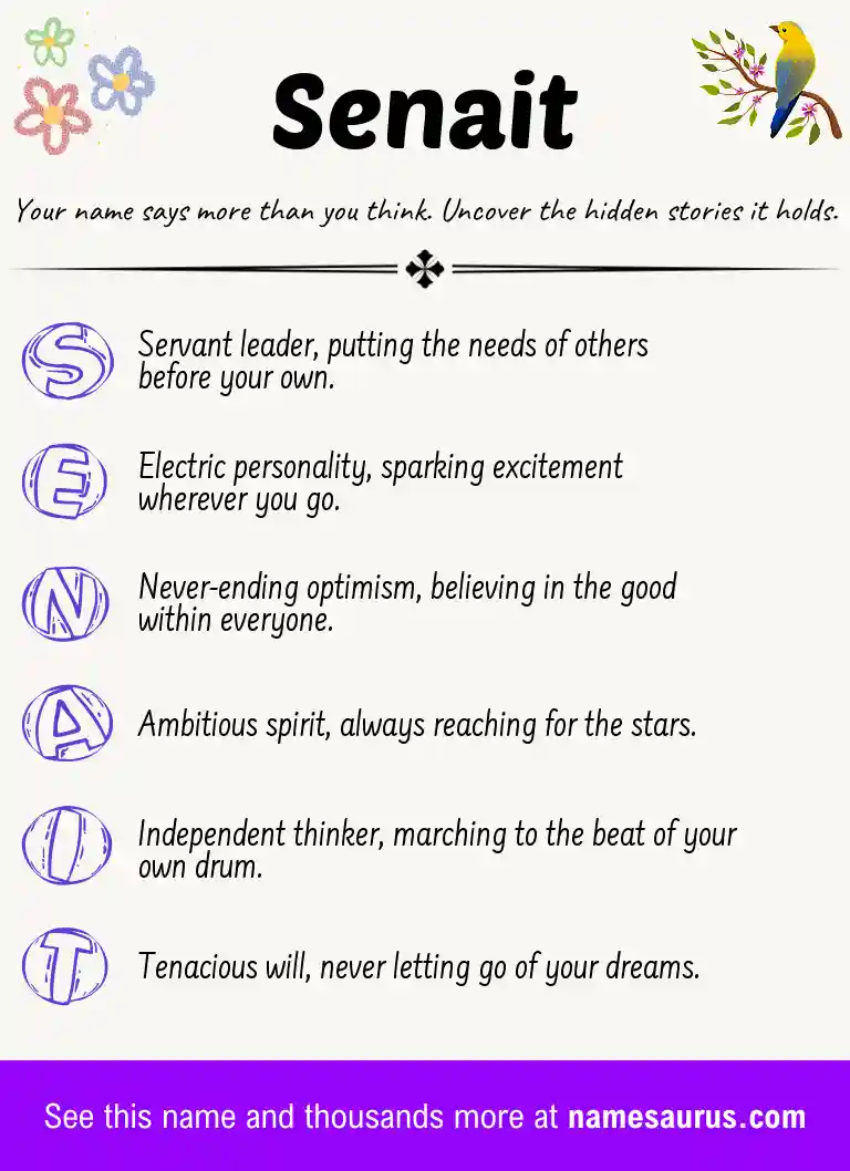 Acrostic poem about Senait.