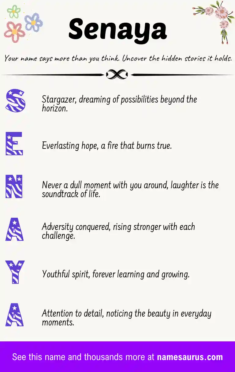 Acrostic poem about Senaya.