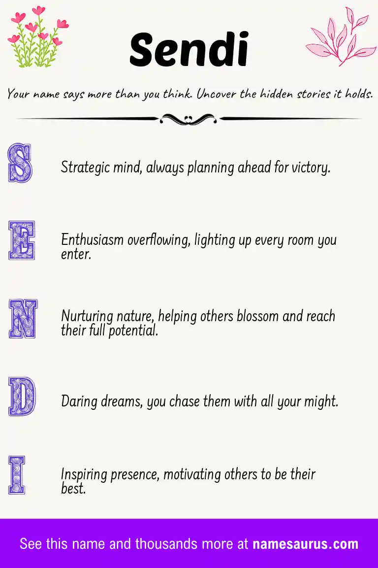 Acrostic poem about Sendi.