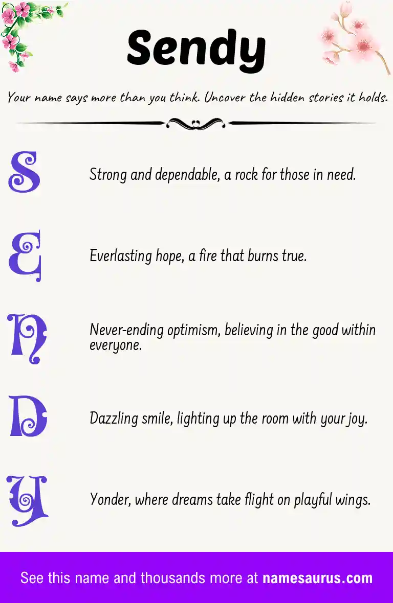 Acrostic poem about Sendy.