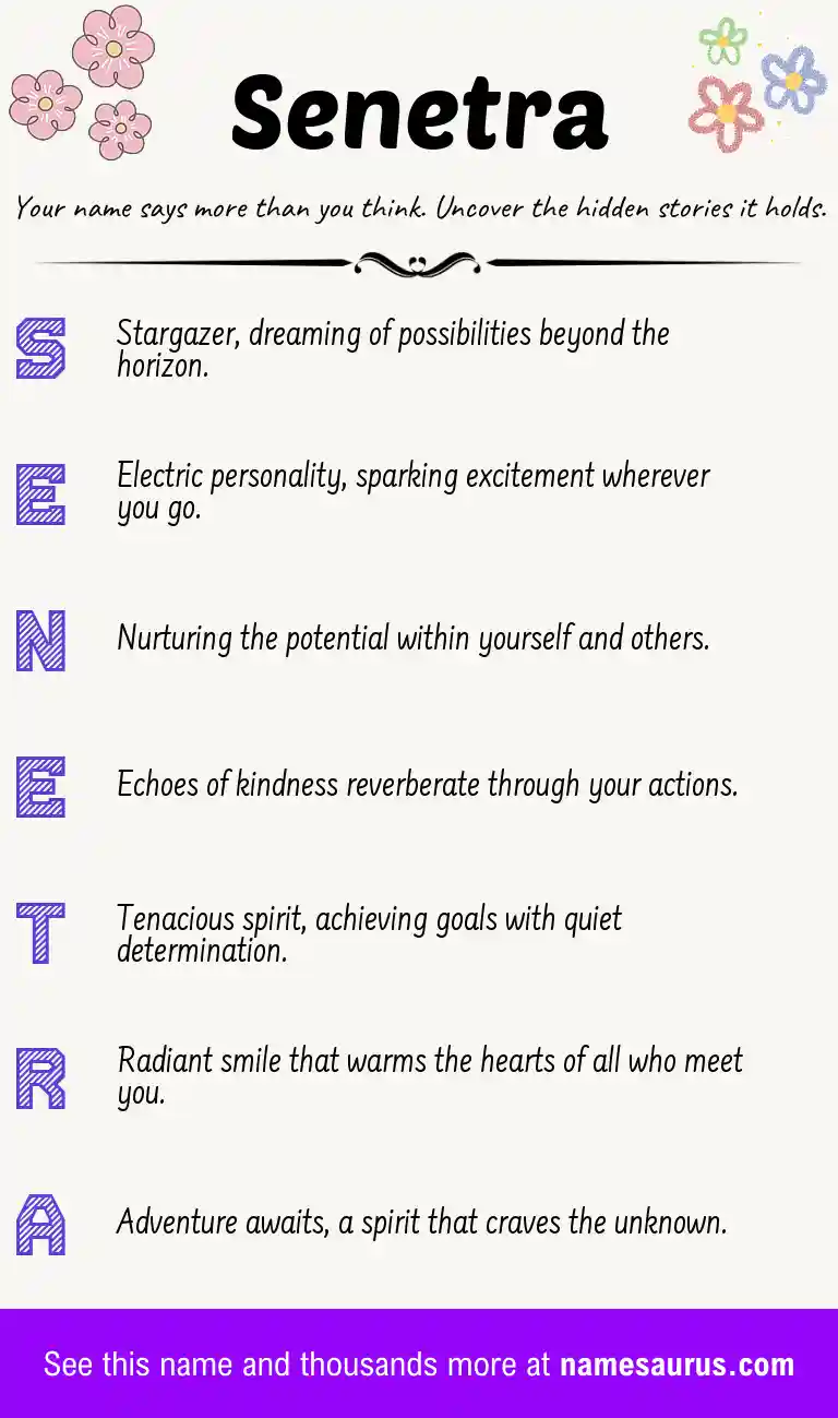Acrostic poem about Senetra.