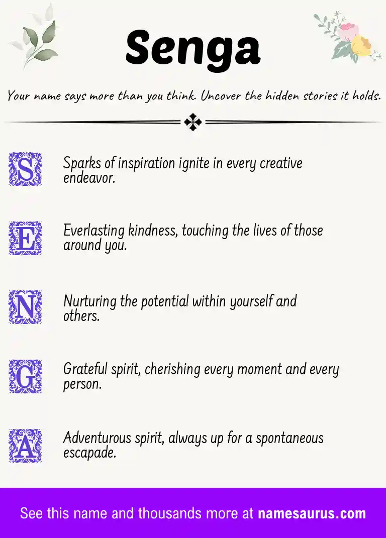 Acrostic poem about Senga.
