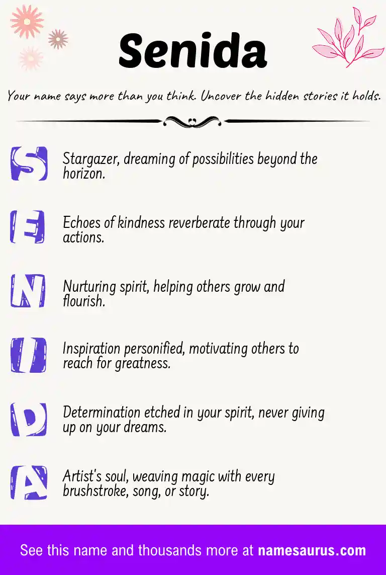 Acrostic poem about Senida.