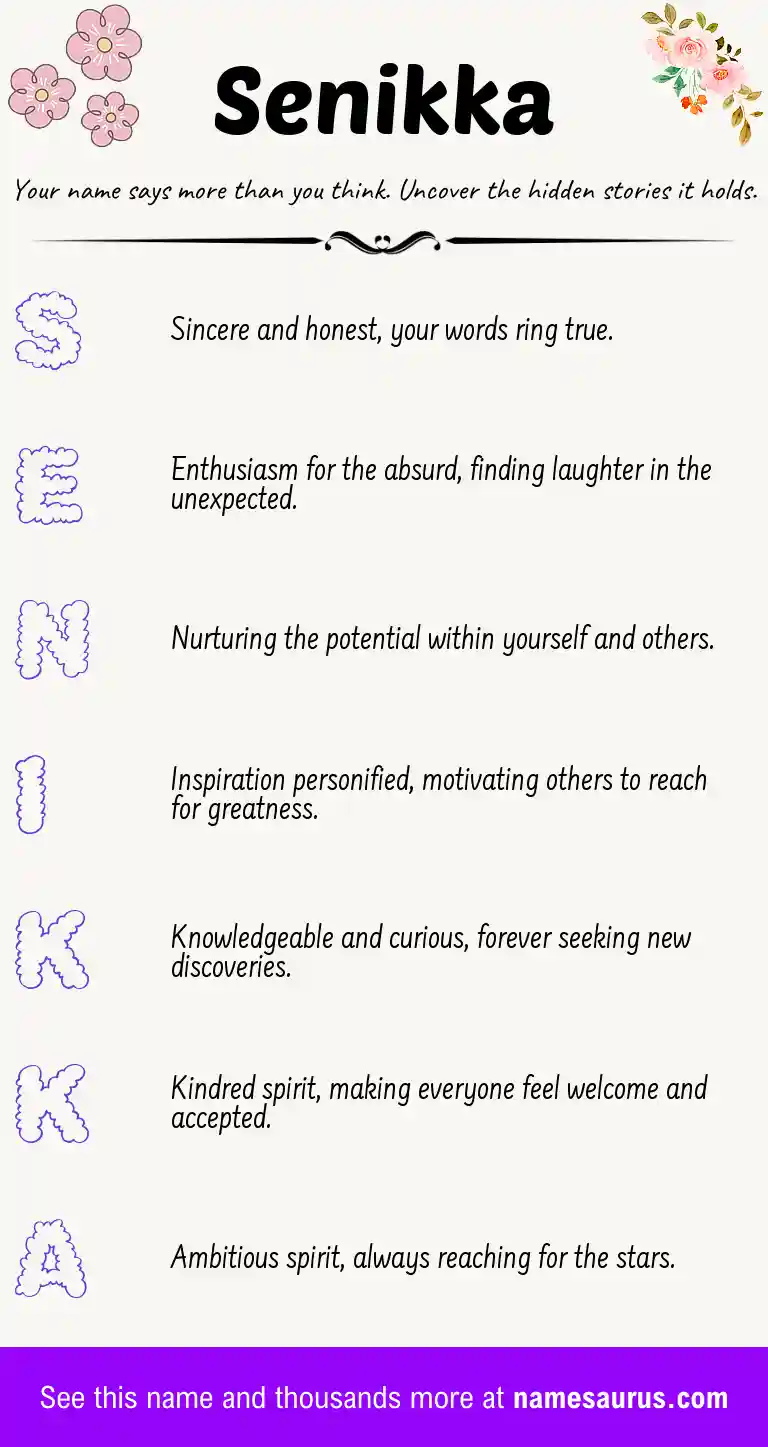 Acrostic poem about Senikka.