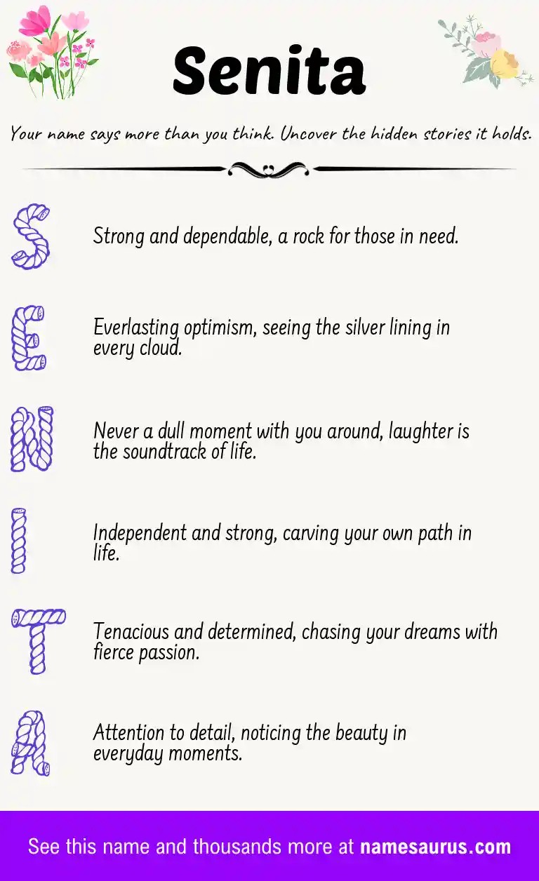 Acrostic poem about Senita.