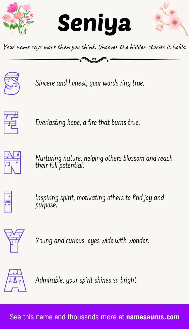 Acrostic poem about Seniya.