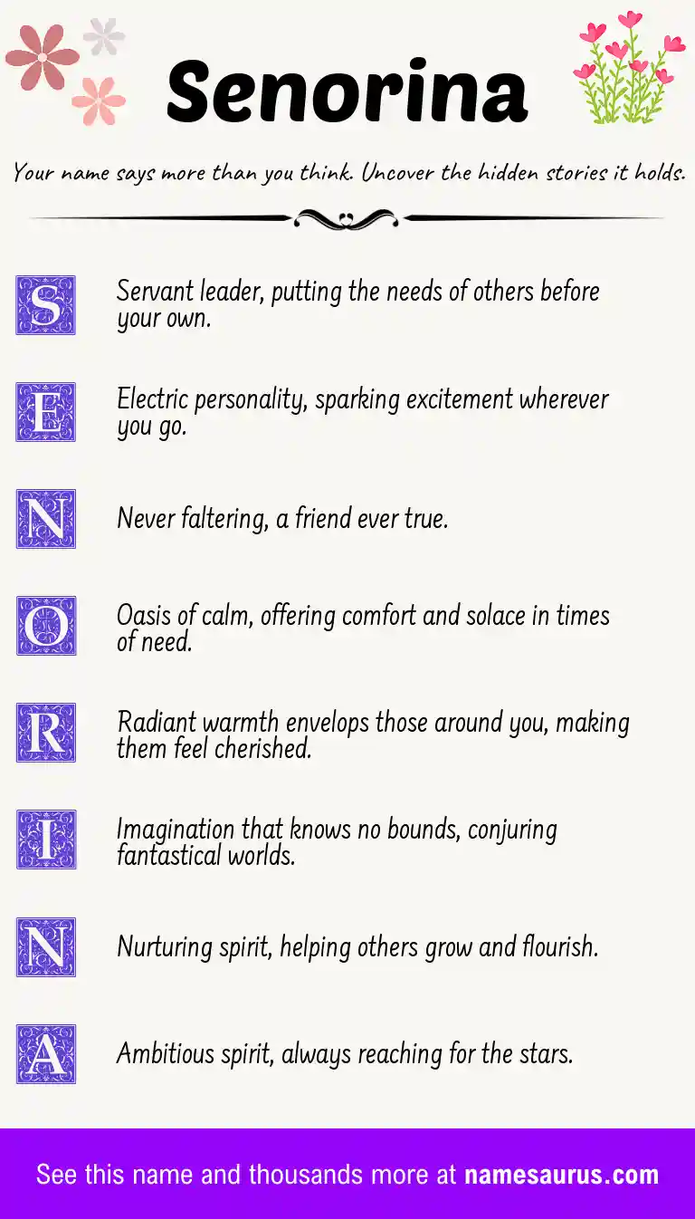 Acrostic poem about Senorina.