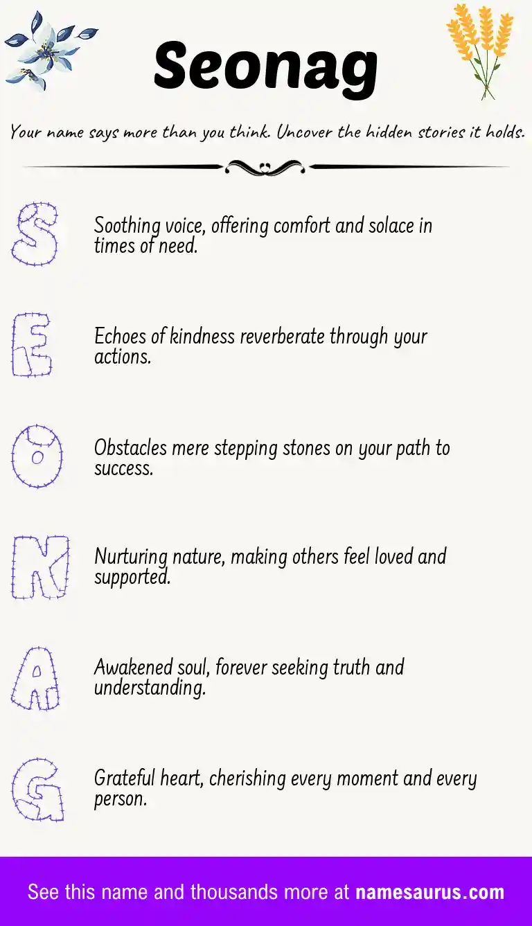Acrostic poem about Seonag.