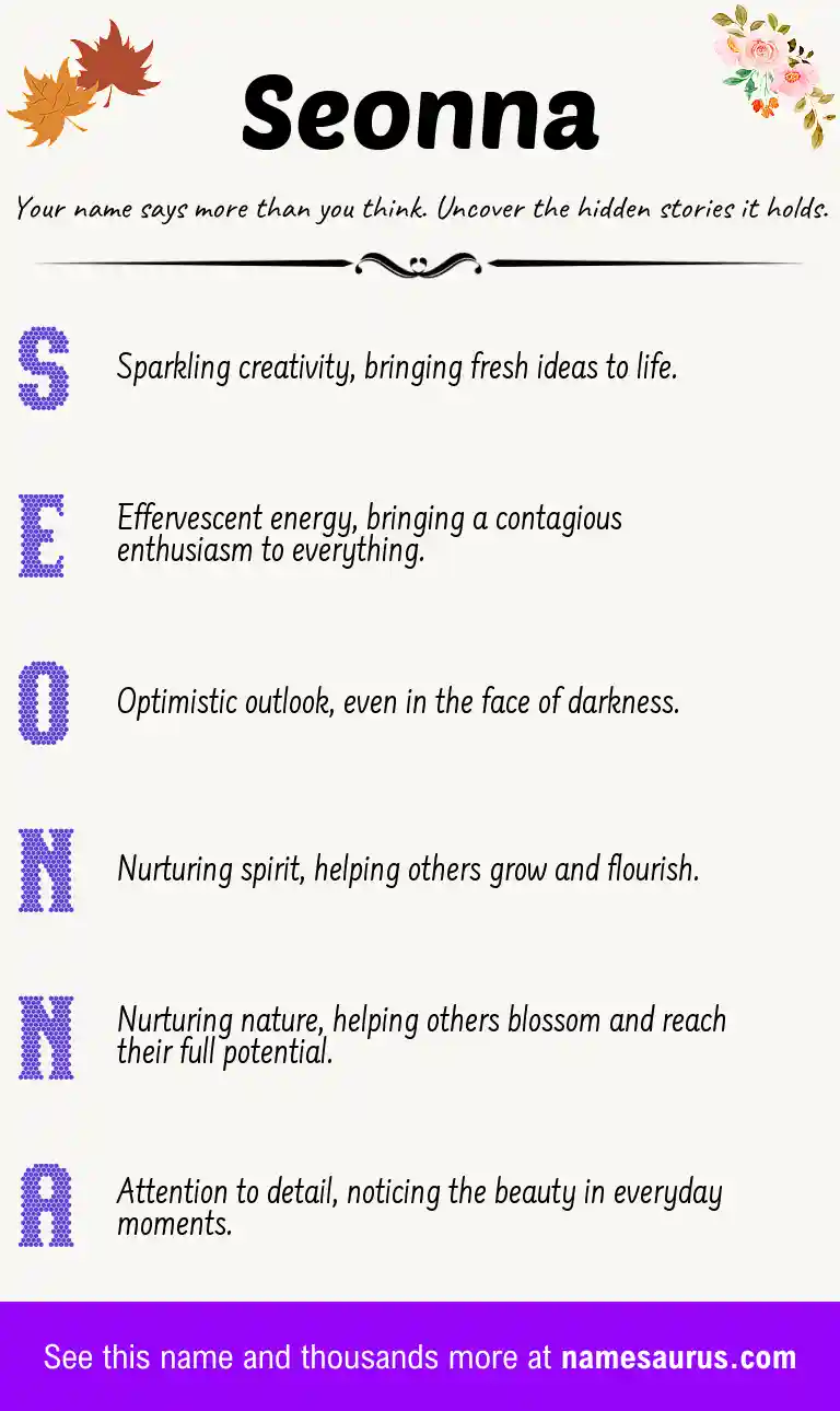Acrostic poem about Seonna.