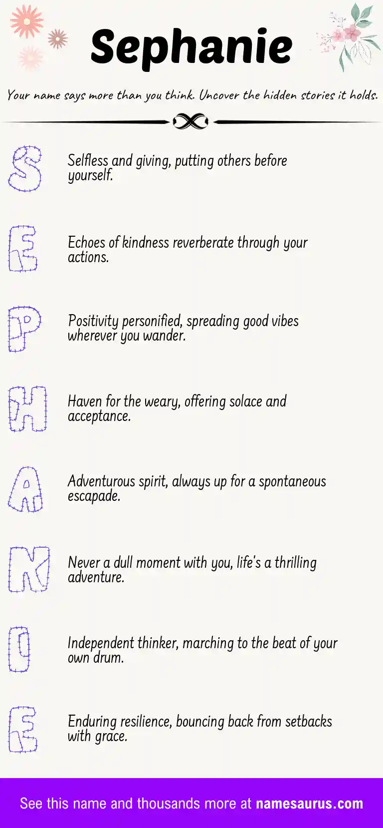 Acrostic poem about Sephanie.