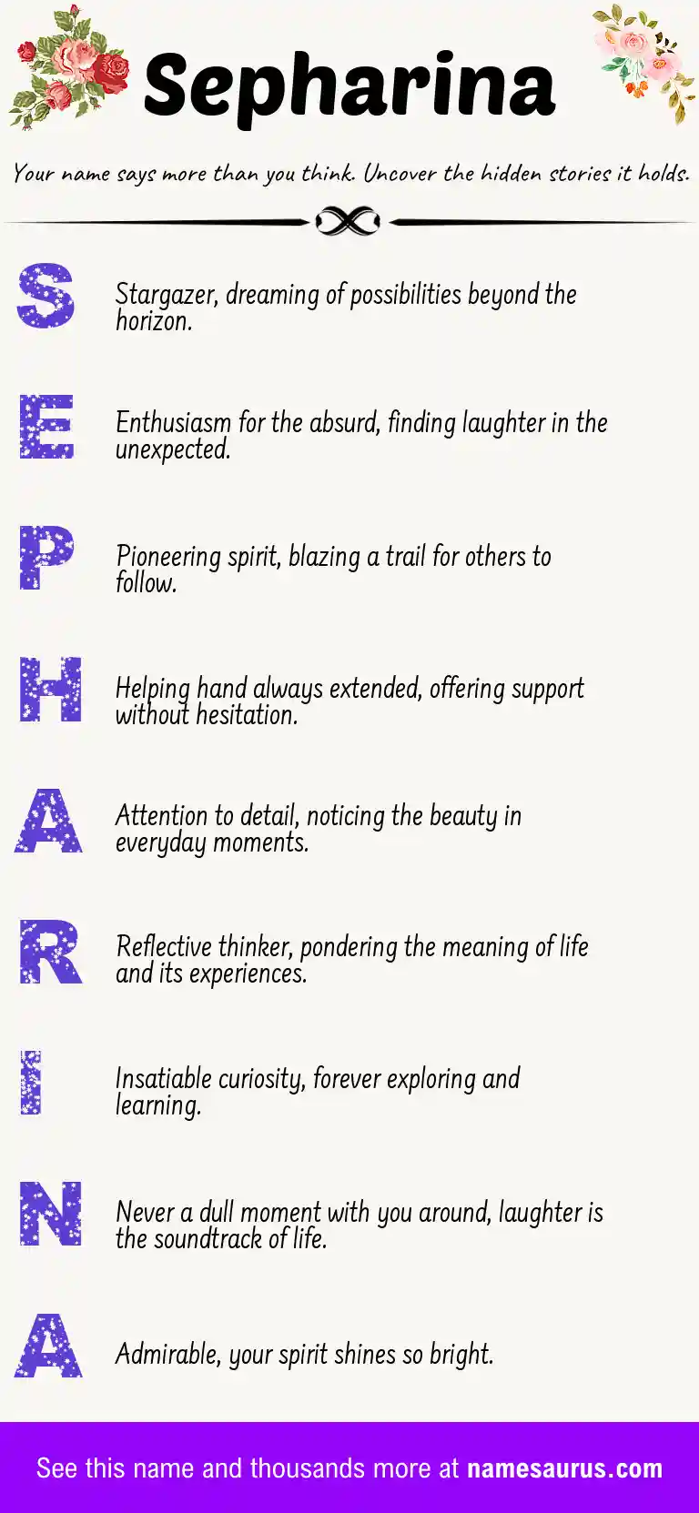 Acrostic poem about Sepharina.
