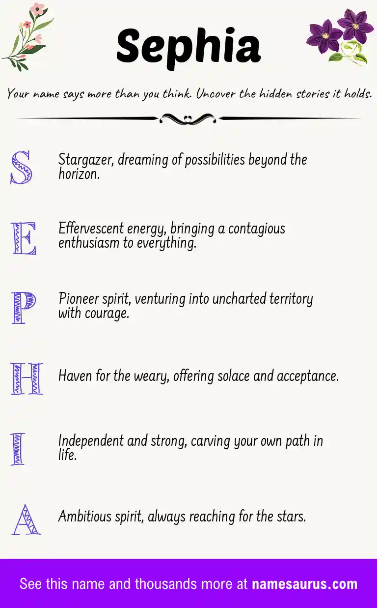 Acrostic poem about Sephia.
