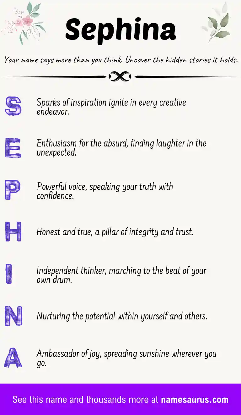 Acrostic poem about Sephina.