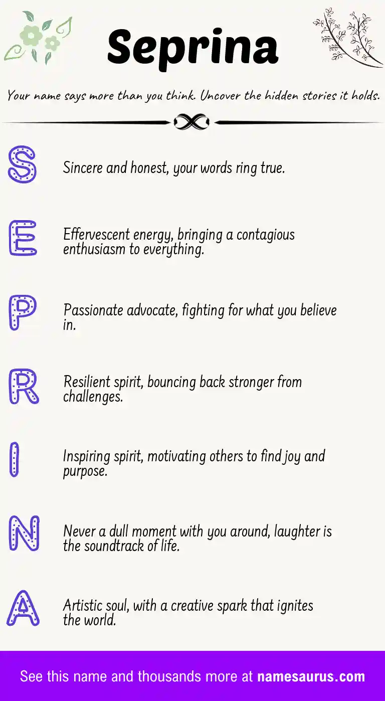 Acrostic poem about Seprina.