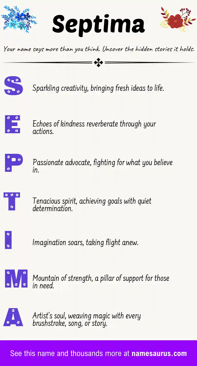 Acrostic poem about Septima.