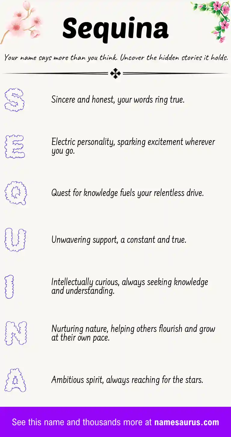 Acrostic poem about Sequina.
