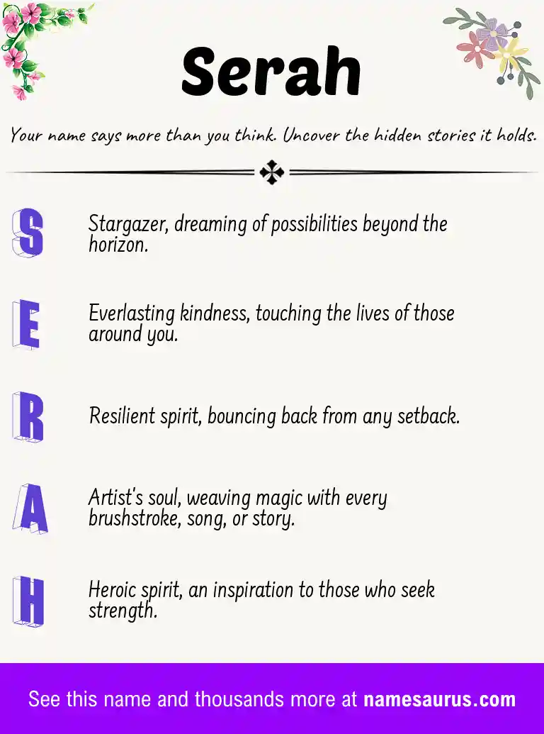 Acrostic poem about Serah.