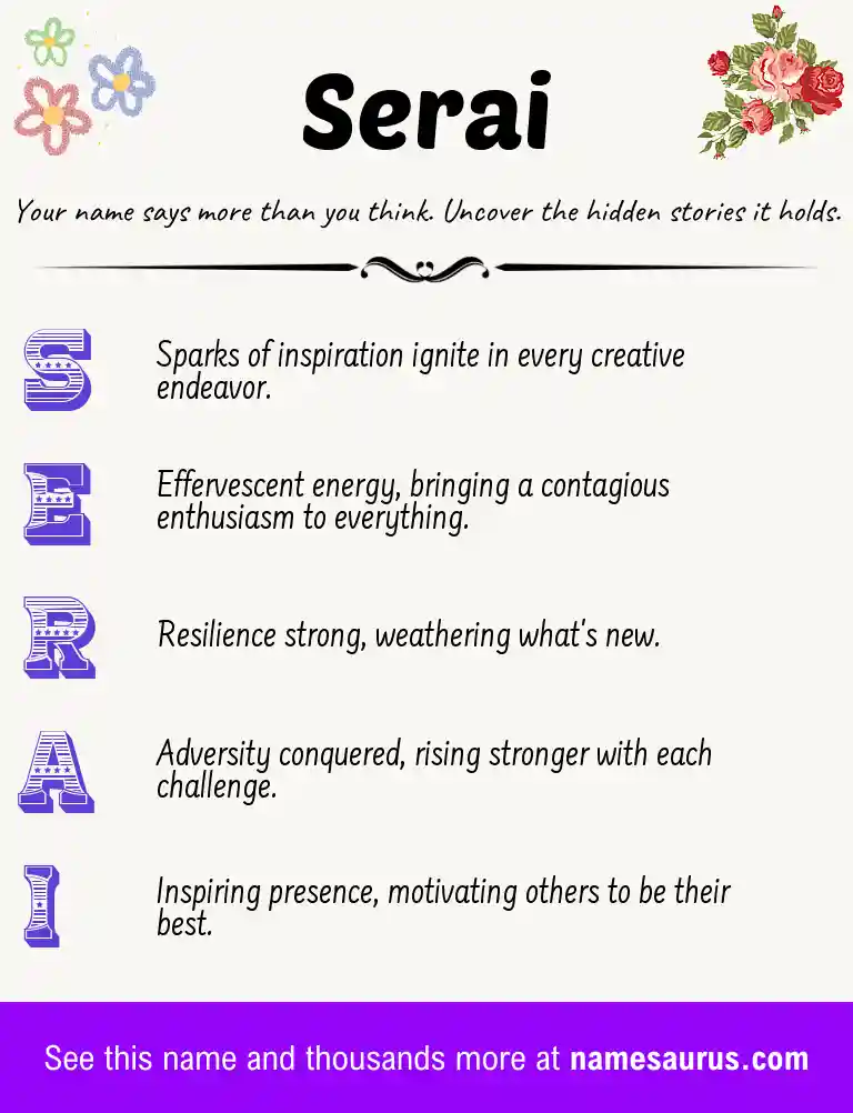 Acrostic poem about Serai.