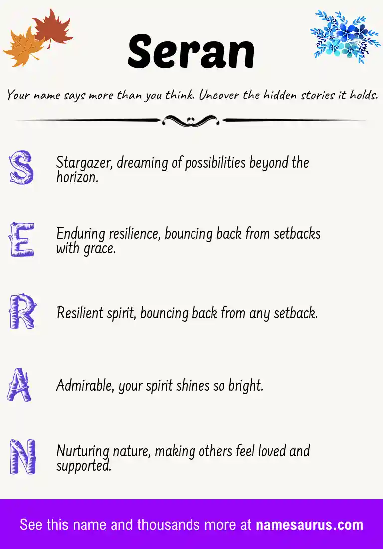 Acrostic poem about Seran.