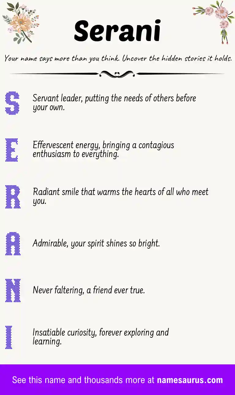 Acrostic poem about Serani.