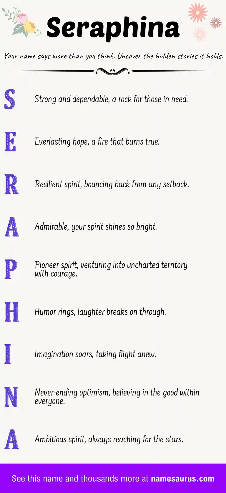 Acrostic poem about Seraphina.