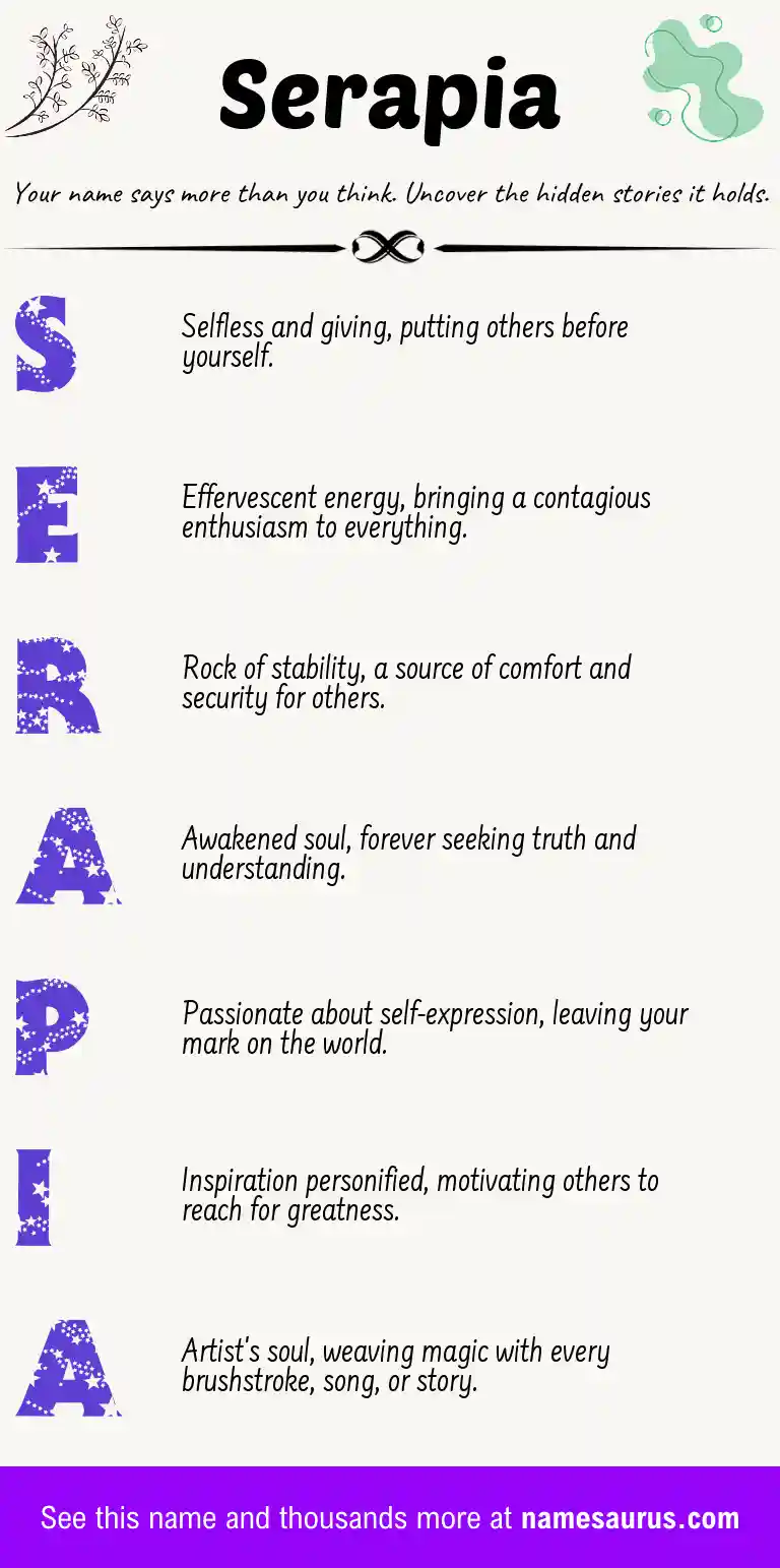 Acrostic poem about Serapia.